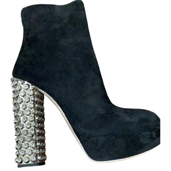 MIU MIU Women Calzature Donna Black Suede Leather Boots size 39